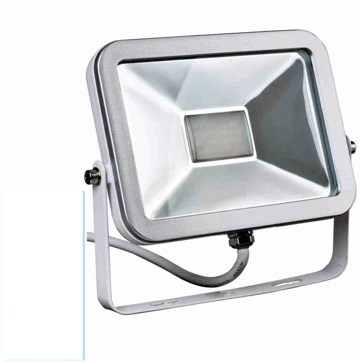 Heitronic LED Flutlichtstrahler OXFORD 10 Watt 620 Lumen 850 5000 Kelvin Tageslicht 100 Grad weiss/silber 