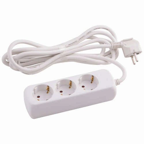 HEITRONIC - Steckdose 3-fach weiß 3G1,5 qmm 3 Meter 3680 Watt HEITRONIC - Steckdose 3-fach weiß 3G1,5 qmm 3 Meter 3680 Watt
