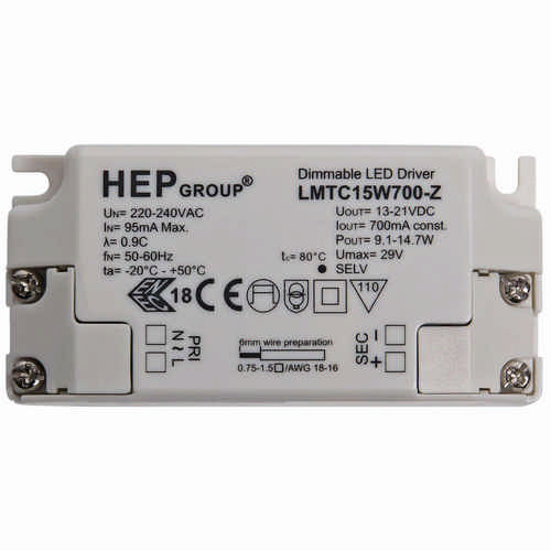 Heitronic - LED Vorschaltgerät 9,1-14,7W 700mA dimmbar 14,7 Watt