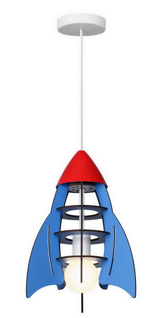 INSATECH LED Hängeleuchte Rakete blau MDF 1x E27 max. 10 Watt