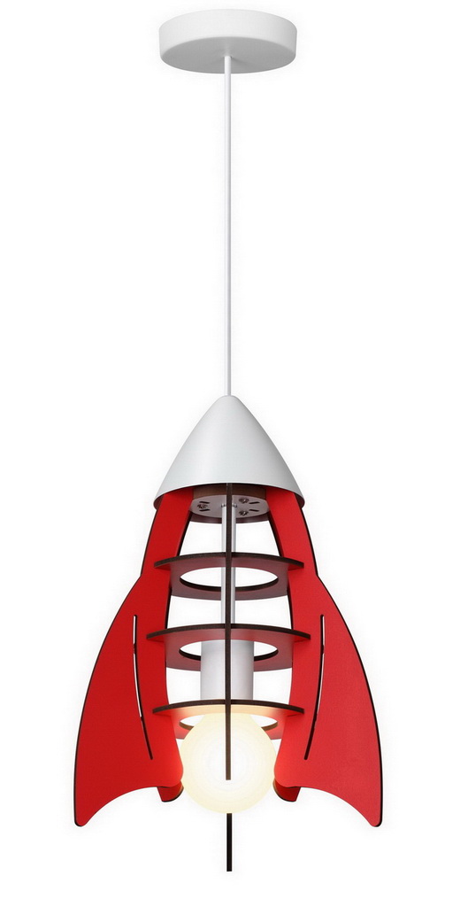 INSATECH LED Hängeleuchte Rakete rot MDF 1x E27 max. 10 Watt