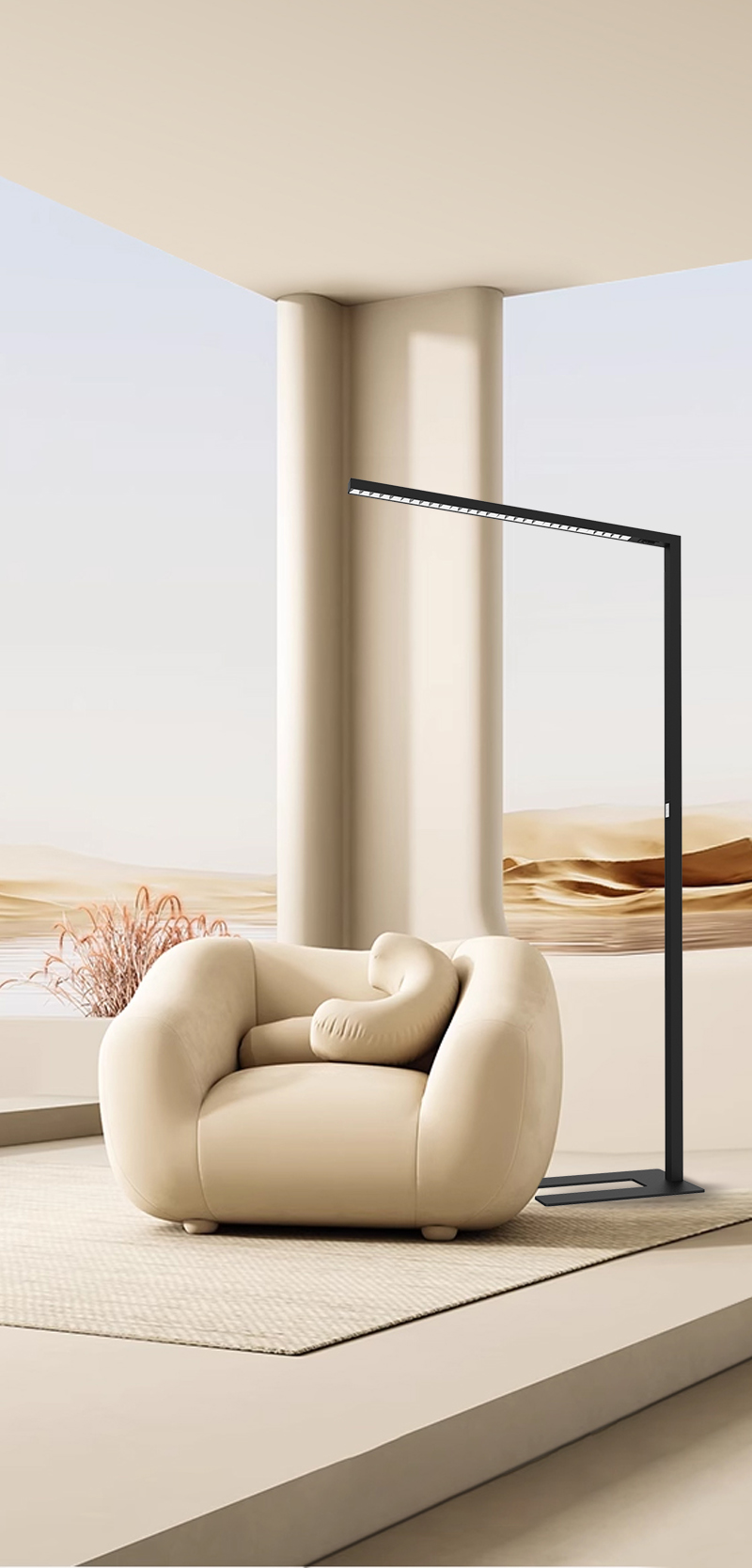 Larsen Linear Stehleuchte direkt indirekt 4000 Kelvin neutralweiß 60 Watt 7500 Lumen dimmbar BAP UGR<16 weiß (besteht aus 2 Kartons)