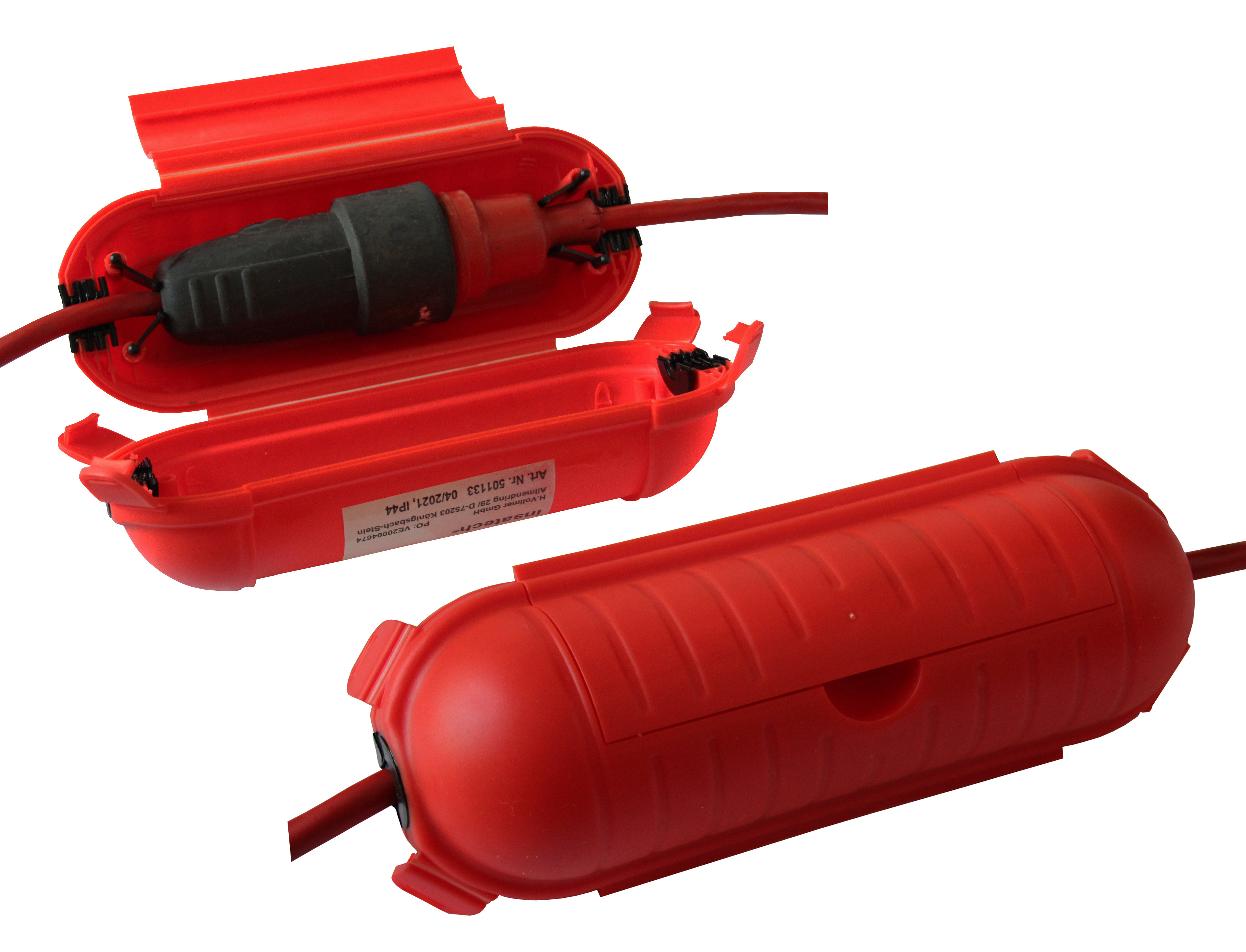 SAFEBOX rot - Schutzbox für Kabelverbindung innen und außen gegen versehentliches Trennen